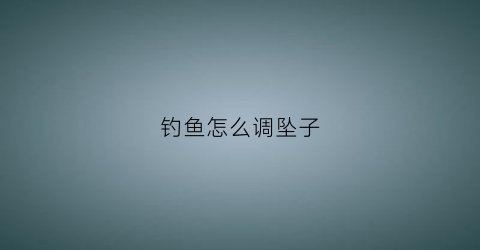 钓鱼怎么调坠子(钓鱼怎么调坠子视频教程)