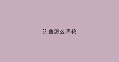钓鱼怎么调教(钓鱼到底怎样调漂)