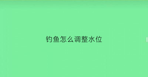 钓鱼怎么调整水位(钓鱼怎么调节水平)