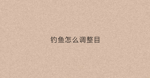 钓鱼怎么调整目(钓鱼调目教学视频)