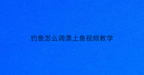 钓鱼怎么调漂上鱼视频教学(钓鱼怎么调漂上鱼视频教学全集)