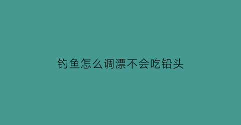 钓鱼怎么调漂不会吃铅头(钓鱼如和调漂)
