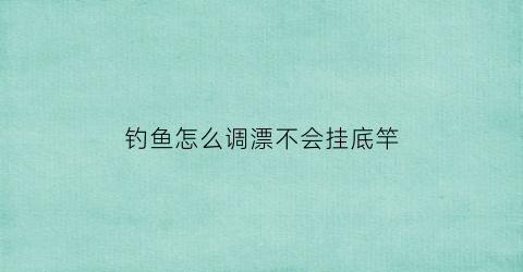 “钓鱼怎么调漂不会挂底竿(钓鱼怎么调漂不会挂底竿视频)