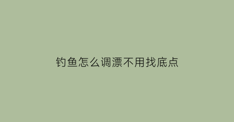 “钓鱼怎么调漂不用找底点(钓鱼怎么调掉鱼漂)