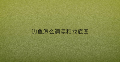 钓鱼怎么调漂和找底图(钓鱼到底怎么调漂)