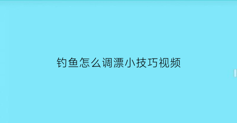 “钓鱼怎么调漂小技巧视频(钓鱼技巧调漂方法视频)