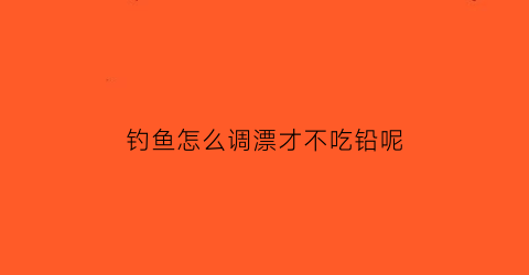 钓鱼怎么调漂才不吃铅呢(怎样调漂才能钓到鱼)