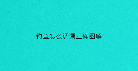 钓鱼怎么调漂正确图解(钓鱼技巧如何调漂)