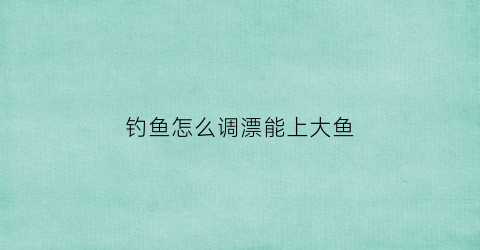 钓鱼怎么调漂能上大鱼(钓鱼怎么调漂才能钓到鱼)