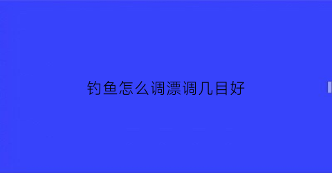 钓鱼怎么调漂调几目好(钓鱼调漂目数怎样数)