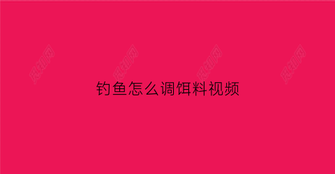 钓鱼怎么调饵料视频(钓鱼调饵料怎么调视频)