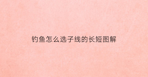 钓鱼怎么选子线的长短图解(钓鱼怎么调子线)