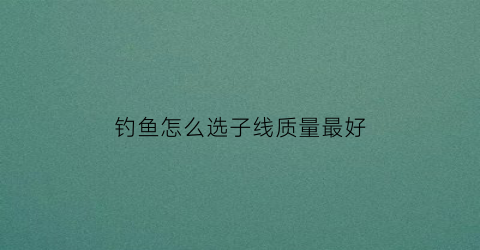 钓鱼怎么选子线质量最好(什么样钓鱼子线最好)