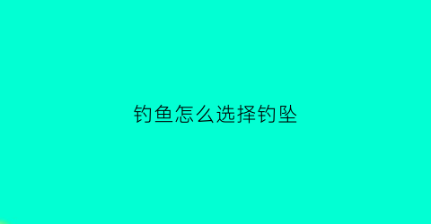 钓鱼怎么选择钓坠(钓鱼坠子怎么调)