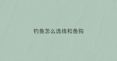 钓鱼怎么选线和鱼钩(钓鱼怎么选线和鱼钩搭配)