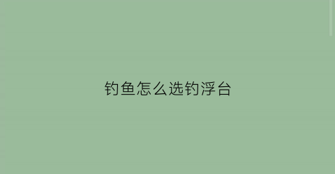 钓鱼怎么选钓浮台(钓鱼浮台价格及图片)
