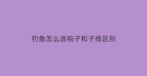 钓鱼怎么选钩子和子线区别