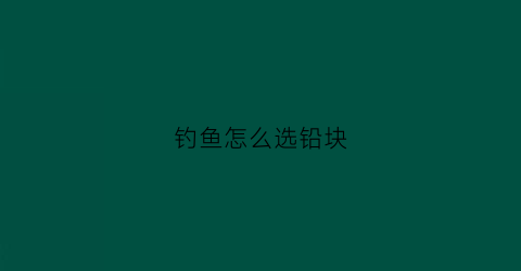 钓鱼怎么选铅块(钓鱼铅在什么位置才正确)