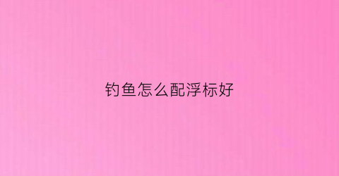钓鱼怎么配浮标好(钓鱼浮标怎么选择)