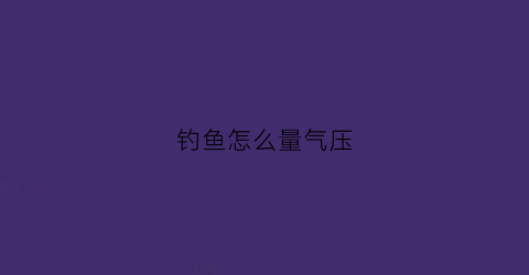 钓鱼怎么量气压(钓鱼怎么量气压最准确)