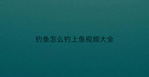 钓鱼怎么钓上鱼视频大全