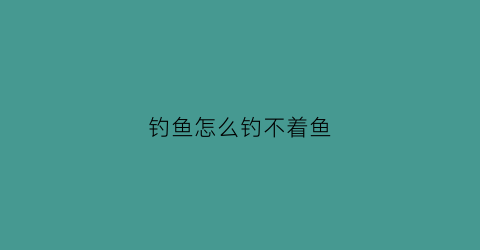钓鱼怎么钓不着鱼(钓不上来鱼怎么办)