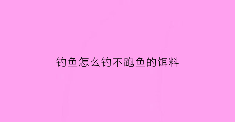 “钓鱼怎么钓不跑鱼的饵料(钓鱼怎么钓不跑鱼的饵料视频)