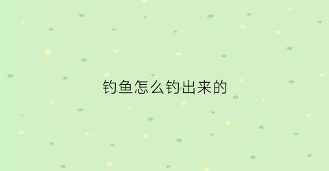 钓鱼怎么钓出来的(钓鱼怎么样才能钓到鱼)