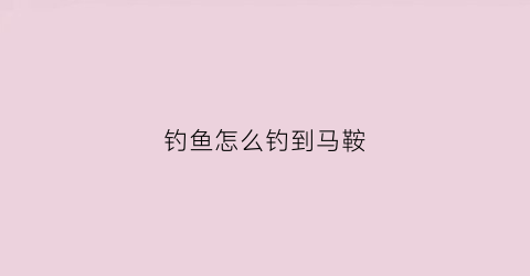 钓鱼怎么钓到马鞍(马鞍怎么找)