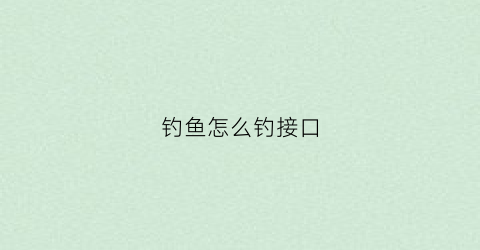 “钓鱼怎么钓接口(钓鱼接口怎么看)