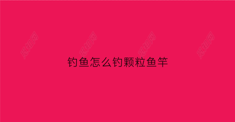 钓鱼怎么钓颗粒鱼竿(颗粒钓大鱼)
