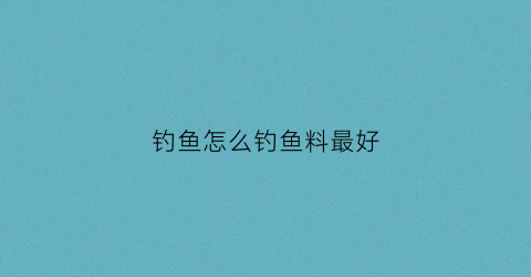 钓鱼怎么钓鱼料最好(钓鱼怎么调料最好)