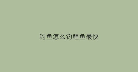 钓鱼怎么钓鲤鱼最快(钓鲤鱼窍门)