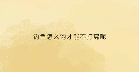 钓鱼怎么钩才能不打窝呢(钓鱼怎么让钩子不沉底)