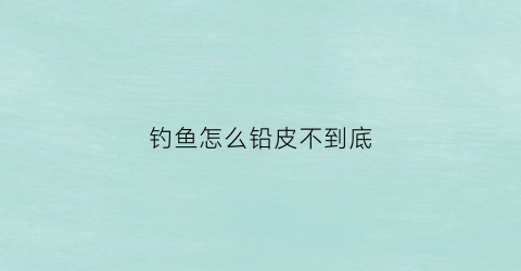 钓鱼怎么铅皮不到底(钓鱼铅皮干嘛的)