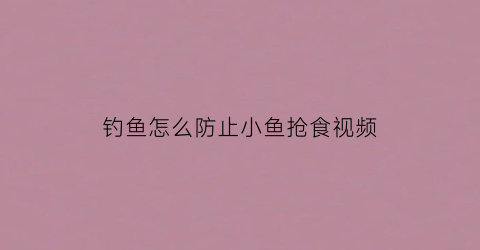 钓鱼怎么防止小鱼抢食视频(怎么避免钓小鱼)