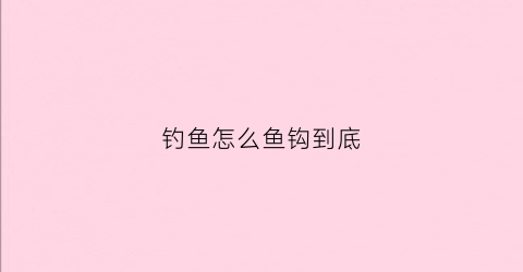 钓鱼怎么鱼钩到底(钓鱼鱼钩到底是落底还是不落底)