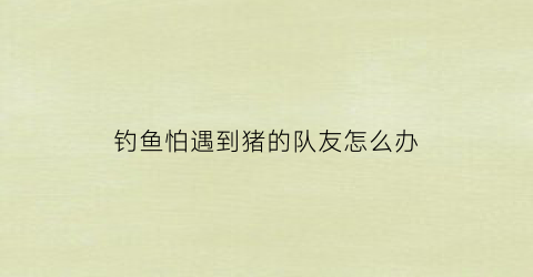 钓鱼怕遇到猪的队友怎么办