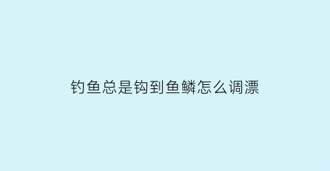 “钓鱼总是钩到鱼鳞怎么调漂(钓鱼总是钩到鱼鳞怎么调漂视频)