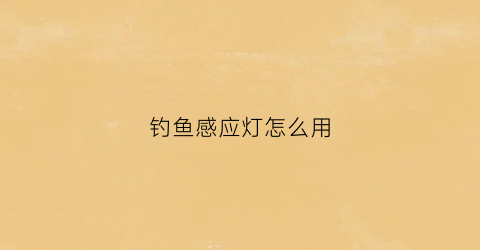 钓鱼感应灯怎么用(钓鱼感应灯怎么用视频)
