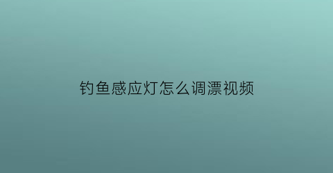 “钓鱼感应灯怎么调漂视频(钓鱼感应灯怎么调漂视频教学)