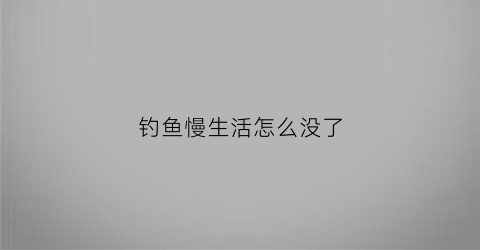 钓鱼慢生活怎么没了