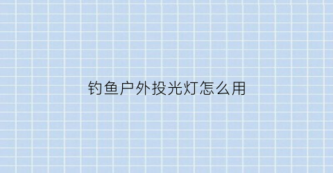 钓鱼户外投光灯怎么用(户外投光灯效果)