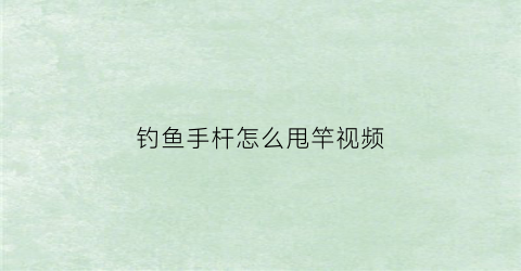 钓鱼手杆怎么甩竿视频(手竿甩竿方法视频)