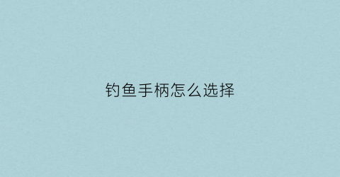 钓鱼手柄怎么选择(鱼竿游戏手柄)