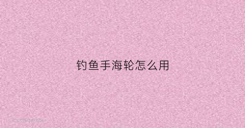 钓鱼手海轮怎么用(钓鱼海轮构造)