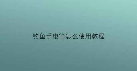 “钓鱼手电筒怎么使用教程