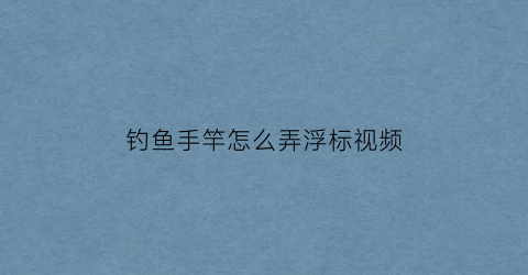 钓鱼手竿怎么弄浮标视频(手竿浮标怎么调)