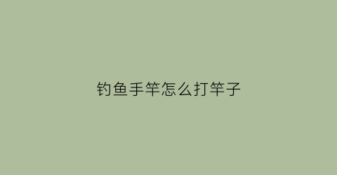 钓鱼手竿怎么打竿子(手竿钓鱼技巧大全视频教程)