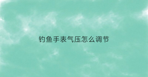 钓鱼手表气压怎么调节(钓鱼气压表什么牌子好)